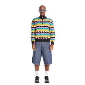 mens teddy fresh zig zag quarter zip jacquard sweater sz med